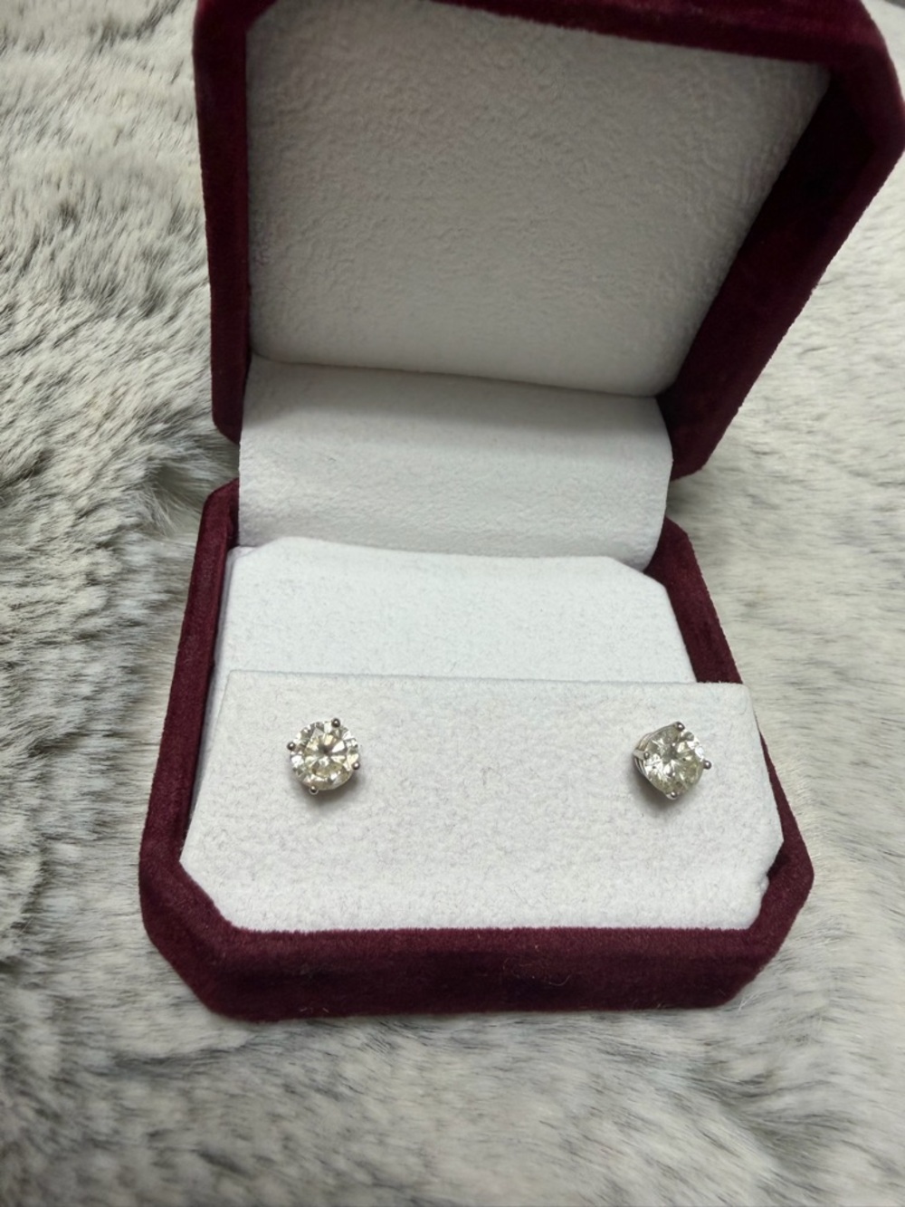 2.02 CTW Natural Diamond Stud Earrings | 14K White Gold | La Pousette Backs.